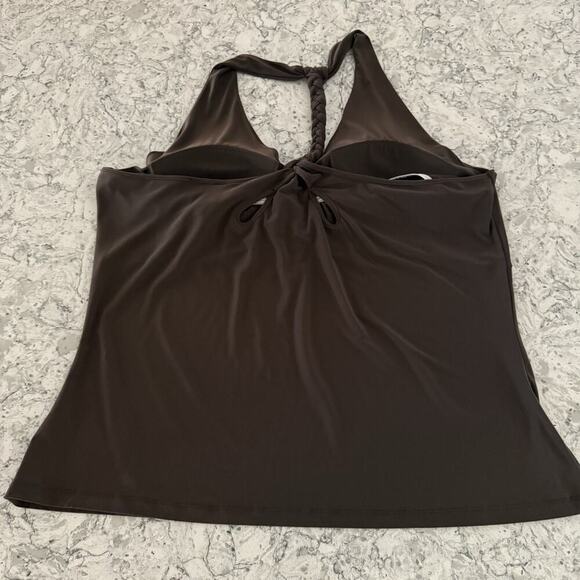 Forest Fairy Core Brown Knit Crochet Halter Crop Top Stretch Earthy Plus Size 20 - Picture 3 of 8